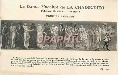 Cartes postales La danse macabre de la chaise dieu peinture murale du xv siecle premiere panneau