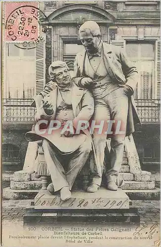 Cartes postales 100 corbeil statue des freres galignani bienfaiteurs de corbeil