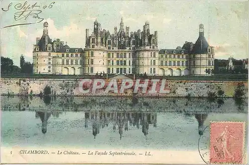 Cartes postales 5 chambord le chateau la facade septentrionale