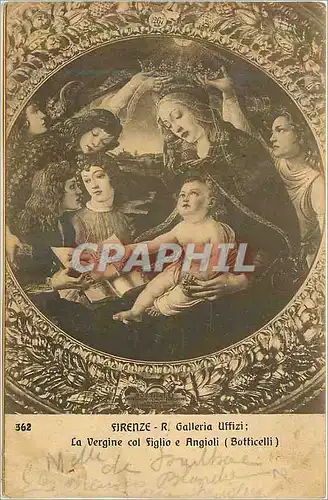 Cartes postales 362 firenze r galleria uffizi la vergine col figlio e angioli (botticelli)
