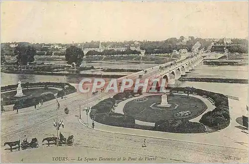 Ansichtskarte AK Tours le square descartes et le pont de pierre