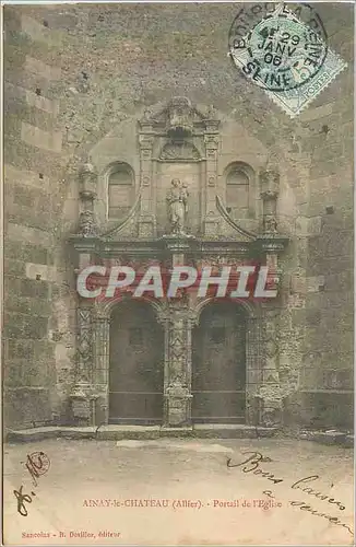 Cartes postales Ainay le chateau (allier) portail de l eglise