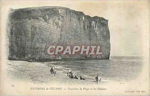 Cartes postales 54 environs de fecamp vaucottes la plages et les falaises