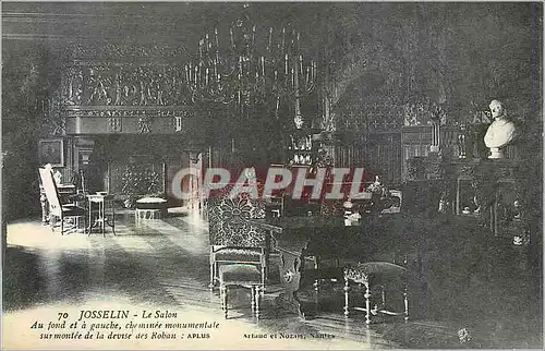 Cartes postales 70 josselin le salon au fond et a gauche cheminee monumentale surmontee de la devise des rohan