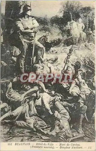 Cartes postales 462 beauvais hotel de ville mort de coreus (peinture murale) diogene maillart