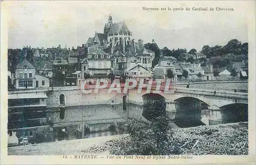 Cartes postales 14 mayenne vue du pont neuf et eglise notre dame