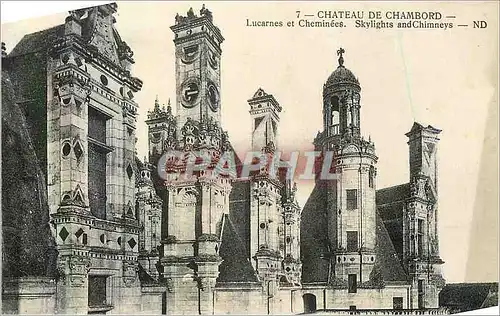 Cartes postales 7 chateau de chambord lucarnes et cheminees skylights and chimneys