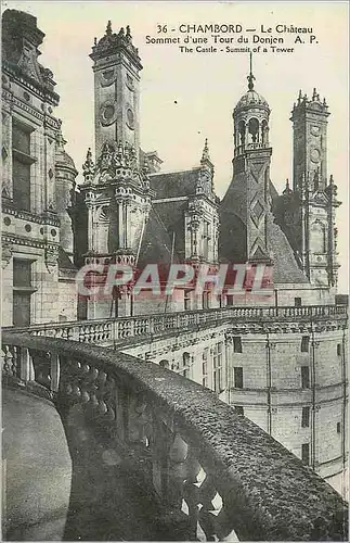 Ansichtskarte AK 36 chambord le chateau sommet d une tour du donjon