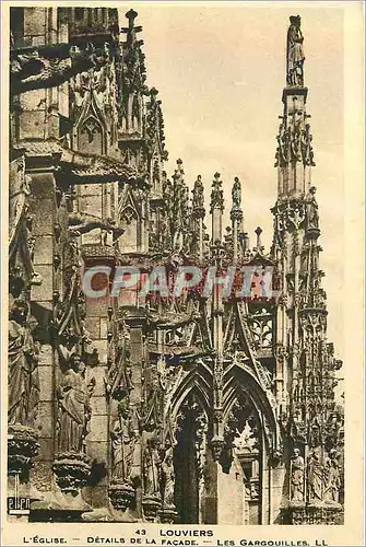 Cartes postales 43 louviers l eglise details de la facade les gargouilles