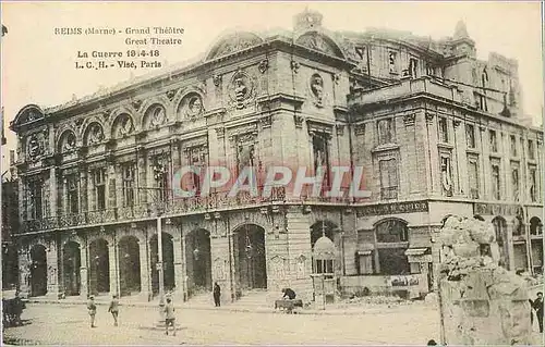 Cartes postales Reims (marne) grand theatre la guerre 1914 18