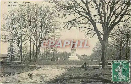 Cartes postales 41 reims square et statue colbert