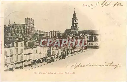 Ansichtskarte AK Reims place d erlon eglise st jacques cathedrale (carte 1900)