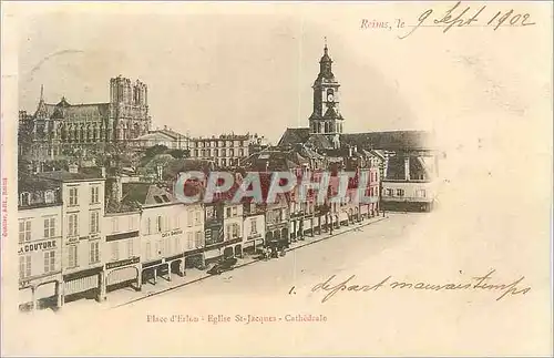 Cartes postales Reims place d erlon eglise st jacques cathedrale (carte 1900)
