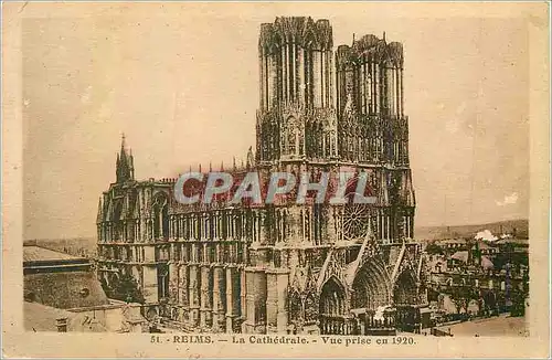 Cartes postales 51 reims la cathedrale vue prise en 1920