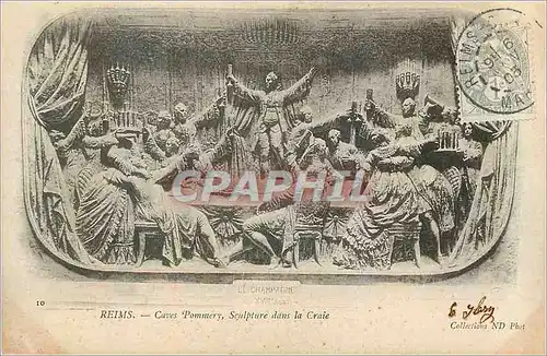 Cartes postales 10 reims caves pommery sculpture dans la craie