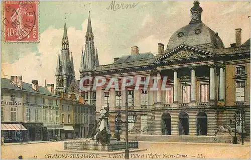 Cartes postales 43 chalons sur marne l hotel de ville et l eglise notre dame