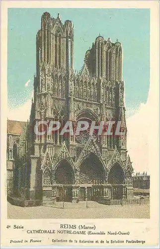 Cartes postales 4 serie reims(marne) cathedrale notre dame(ensemble nord ouest)