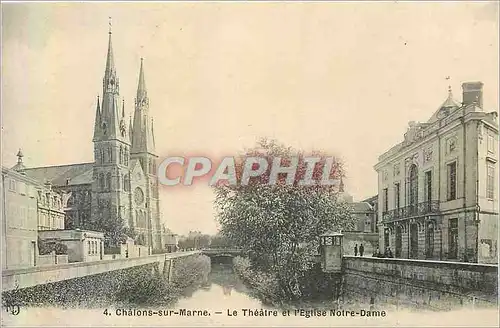Cartes postales 4 chalons sur marne le theatre et l eglise notre dame