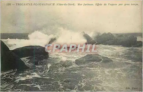 Ansichtskarte AK Tregastel Ploumanach (Cotes du Nord) Mer Furieuse Effets de Vagues par Gros Temps
