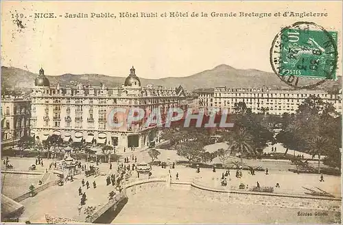 Cartes postales Nice Jardin Public Hotel Ruhl et Hotel de la Grande Bretagne et d'Angleterre