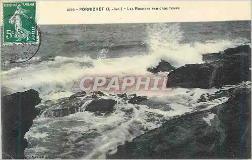 Cartes postales Pornichet (L Inf) Les Rochers par Gros Temps