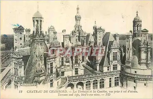 Cartes postales Chateau de Chambord Les Terrasses et les Combles VUe Prise a vol d'Oiseau