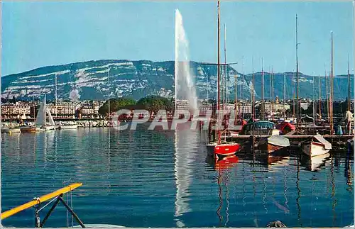 Moderne Karte Geneve Le Jet d'Eau et le Saleve