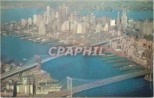 Cartes postales moderne New York Brooklyn Bridge and Manhattan Bridge