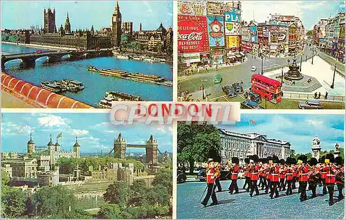 Cartes postales moderne London Piccadilly Circus Guards Band Near Buckingham Palace House of Parliament Westminster Brid