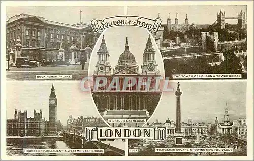 Cartes postales moderne Souvenir from London Buckingham Palace Tower of London Trafalgar Square Houses of Parliament