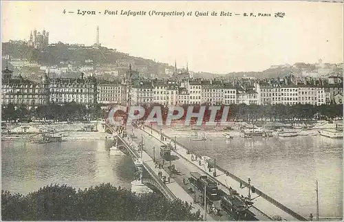 Cartes postales Lyon Pont Lafayette (Pespective) et Quai de Retz Tramway