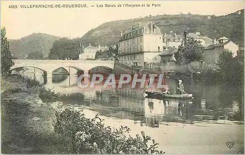 Ansichtskarte AK Villefranche de Rouergue Les Bords de l'Aveyron et le Pont Bateau Barque