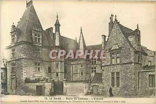 Cartes postales Le Mans Place de Chateau L'Eveche Installe depuis 1906 dans la Grabatoire