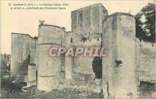 Cartes postales Loches (I et L) Le Donjon (Mon Hist) Xe et XIIe Siecles Construit par Foulques Nerra