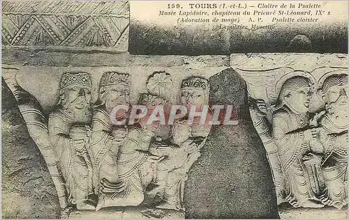 Cartes postales Tours (I et L) Cloitre de la Psalette Musee Lapidaire Chapiteau du Prieure St Leonard IXe S (Ado