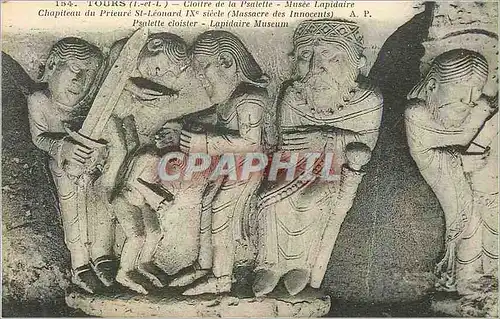 Cartes postales Tours (I et L) Cloitre de la Psalette Musee Lapidaire Chapiteau du Prieure St Leonard IXe S (Mas
