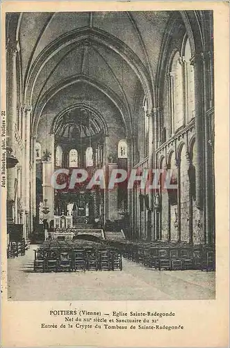 Cartes postales Poitiers (Vienne) Eglise Sainte Radegonde Net du XIIe Siecle et Santuaire du XIe