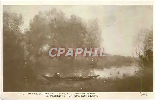 Cartes postales Musee du Louvre Corot Le Pecheur en Barque sur l'Etang