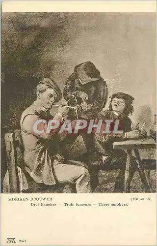 Cartes postales Munchen Adriaen Brouwer Trois Fumeurs