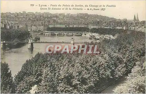 Cartes postales Lyon Pont du Palais de Justice du Change et la Feuillee Quais St Antoine et de la Pecherie