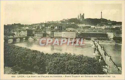 Cartes postales Lyon Le Pont du Palais de Justice Pont Tilsittet Coteau de Fourviere