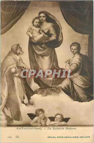 Cartes postales Raffaello (Santi) Die Sixtinische Madonna Konigl Gemaldegallerie Dresden