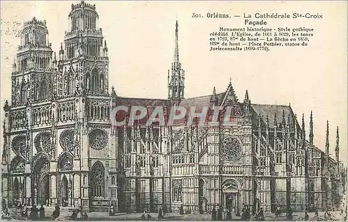 Cartes postales Orleans La Cathedrale Ste Croix Facade