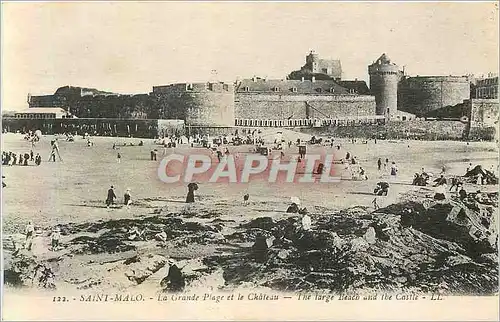 Ansichtskarte AK Saint Malo la Grande Plage et le Chateau