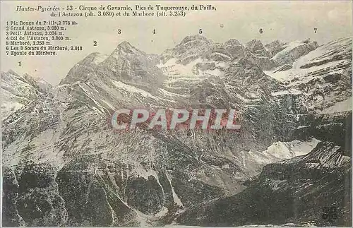 Cartes postales Cirque de Gavarnie Hautes Pyrenees Pics de Tuquerouye du Pailla de l'Astazou (alt 3080m)