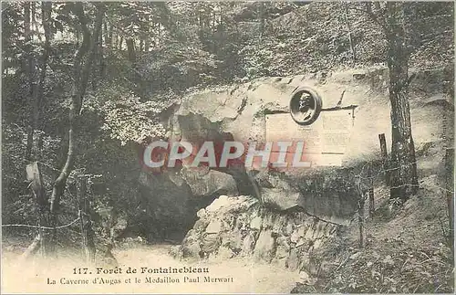 Ansichtskarte AK Foret de Fontainebleau la Caverne d'Augas et le Medaillon Paul Merwart