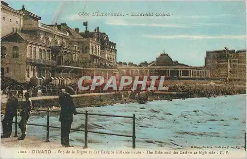 Cartes postales Cote d'Emeraude Dinard Vue de la digue et des casinos a maree haute