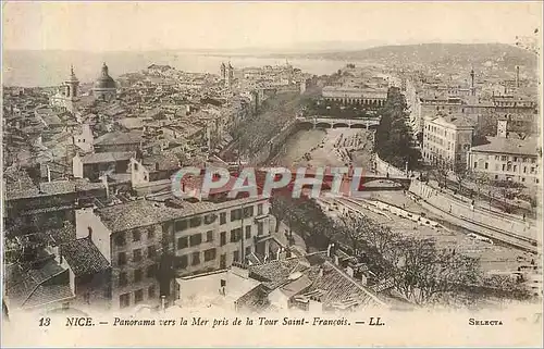 Cartes postales Nice Panorama vers la Mer pris de la Tour Saint Francois