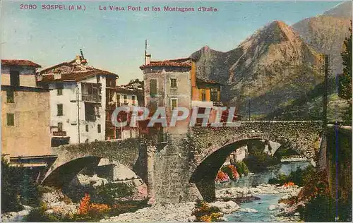 Cartes postales Sospel (A M) le Vieux Pont et les Montagnes d'Italie