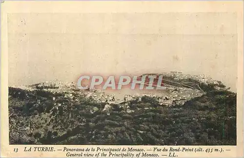 Cartes postales la Turbie Panorama de la Principaute de Monaco Vue du Rond Point (alt 435m)